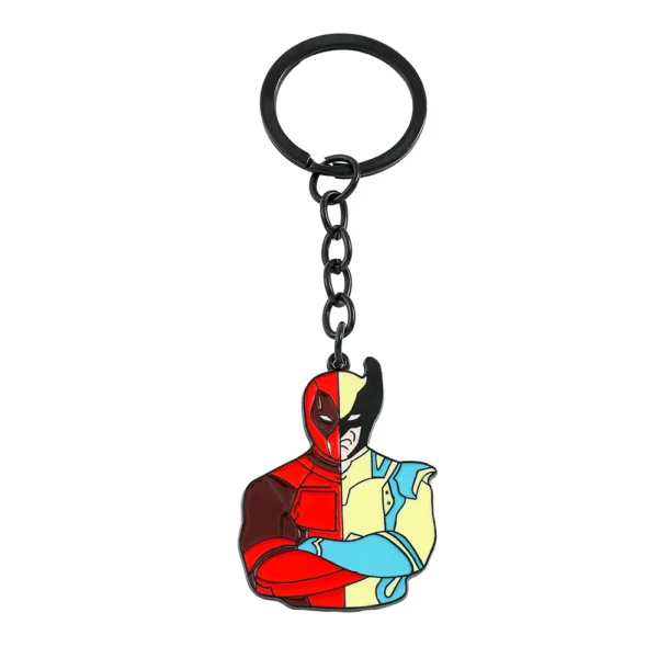 2pcs Marvel Movie Deadpool & Wolverine Necklace Best Friends Set Split Heart Matching Pendant Keychain for Fans Accessories Gift