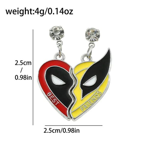 2pcs Marvel Movie Deadpool & Wolverine Necklace Best Friends Set Split Heart Matching Pendant Keychain for Fans Accessories Gift - Image 10