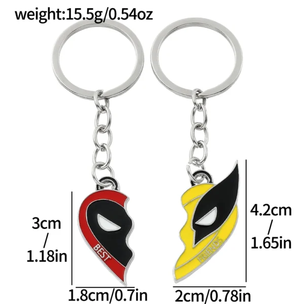 2pcs Marvel Movie Deadpool & Wolverine Necklace Best Friends Set Split Heart Matching Pendant Keychain for Fans Accessories Gift - Image 9