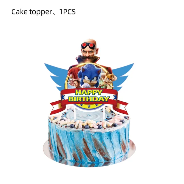 New Cartoon Sonic Party Supplies Boys Birthday Party Disposable Tableware Set Paper Plate Cup Napkins Baby Shower Decorations - Image 3