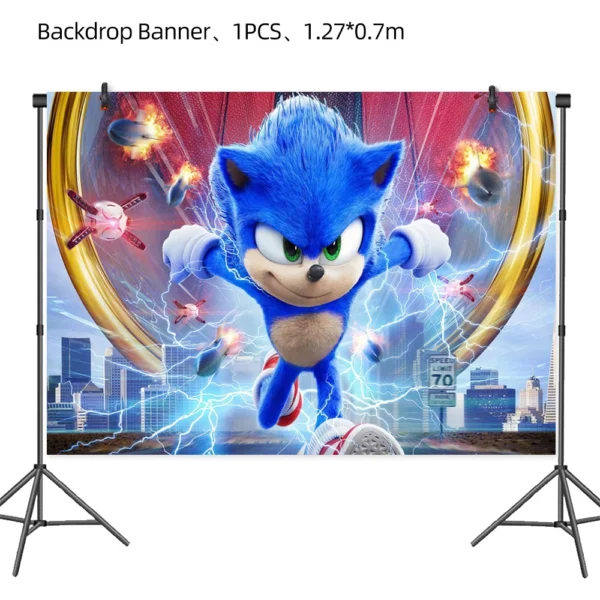 New Cartoon Sonic Party Supplies Boys Birthday Party Disposable Tableware Set Paper Plate Cup Napkins Baby Shower Decorations - Image 23
