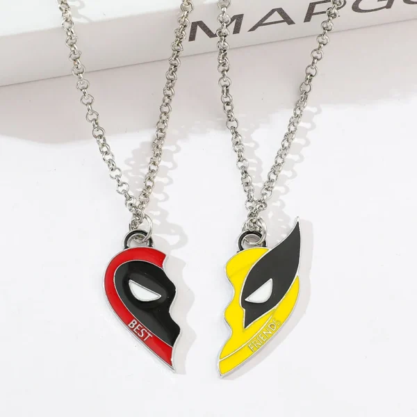 2pcs Marvel Movie Deadpool & Wolverine Necklace Best Friends Set Split Heart Matching Pendant Keychain for Fans Accessories Gift - Image 11