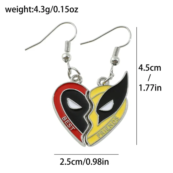 2pcs Marvel Movie Deadpool & Wolverine Necklace Best Friends Set Split Heart Matching Pendant Keychain for Fans Accessories Gift - Image 5