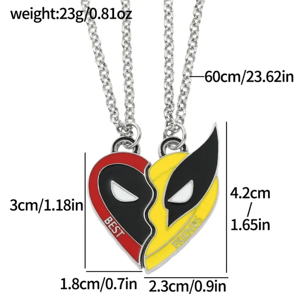 2pcs Marvel Movie Deadpool & Wolverine Necklace Best Friends Set Split Heart Matching Pendant Keychain for Fans Accessories Gift - Image 7